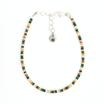 Dainty Bracelet - Evergreen Gold - Silver Clasp