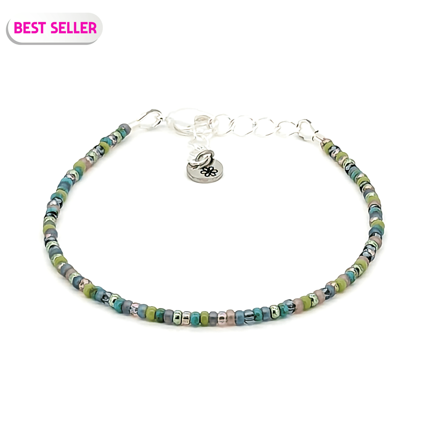 Dainty bracelet - Green seed bead bracelet