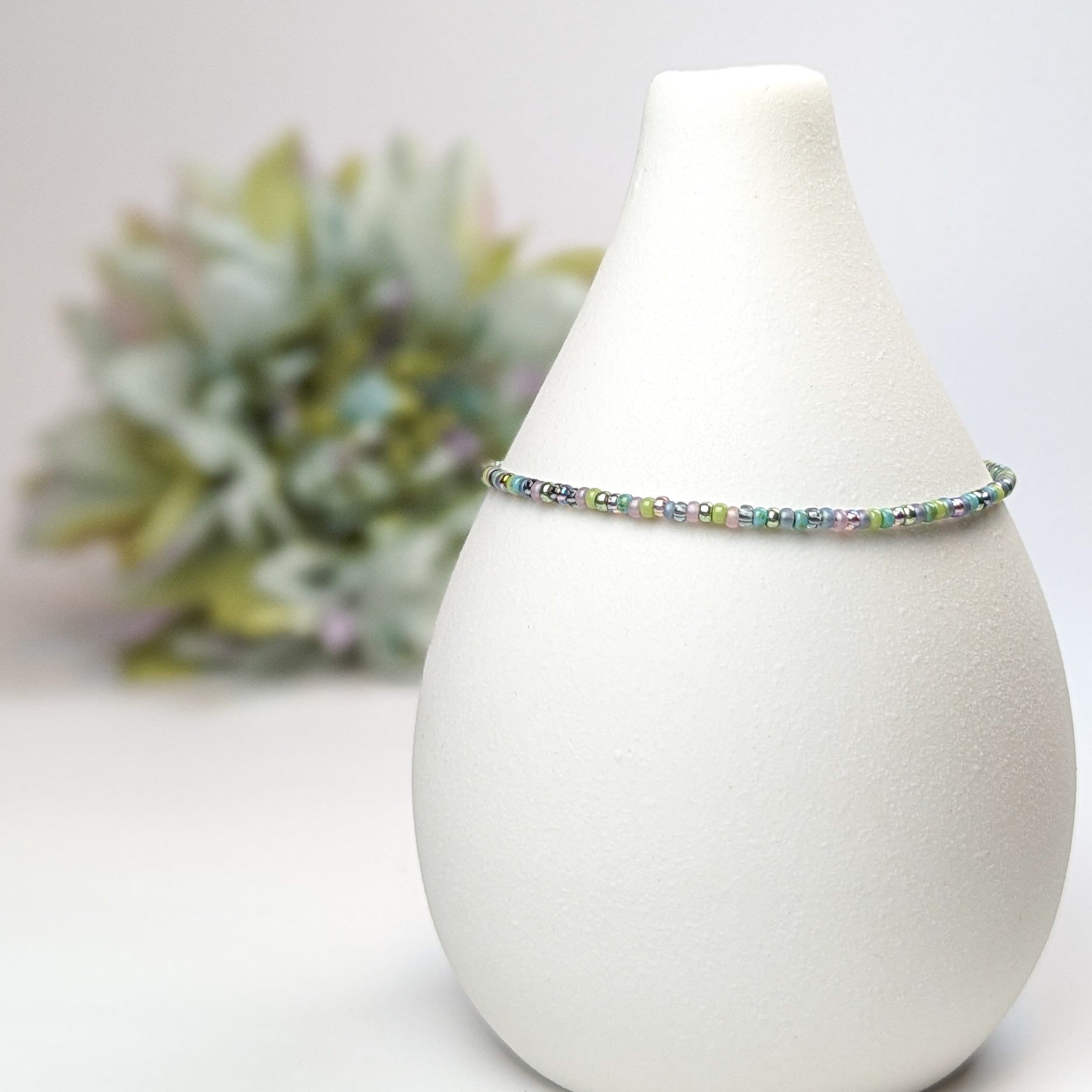 Dainty bracelet - Green seed bead bracelet - creations by cherie