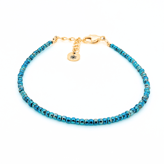 Dainty Bracelet - Lagoon Waters - Gold Clasp