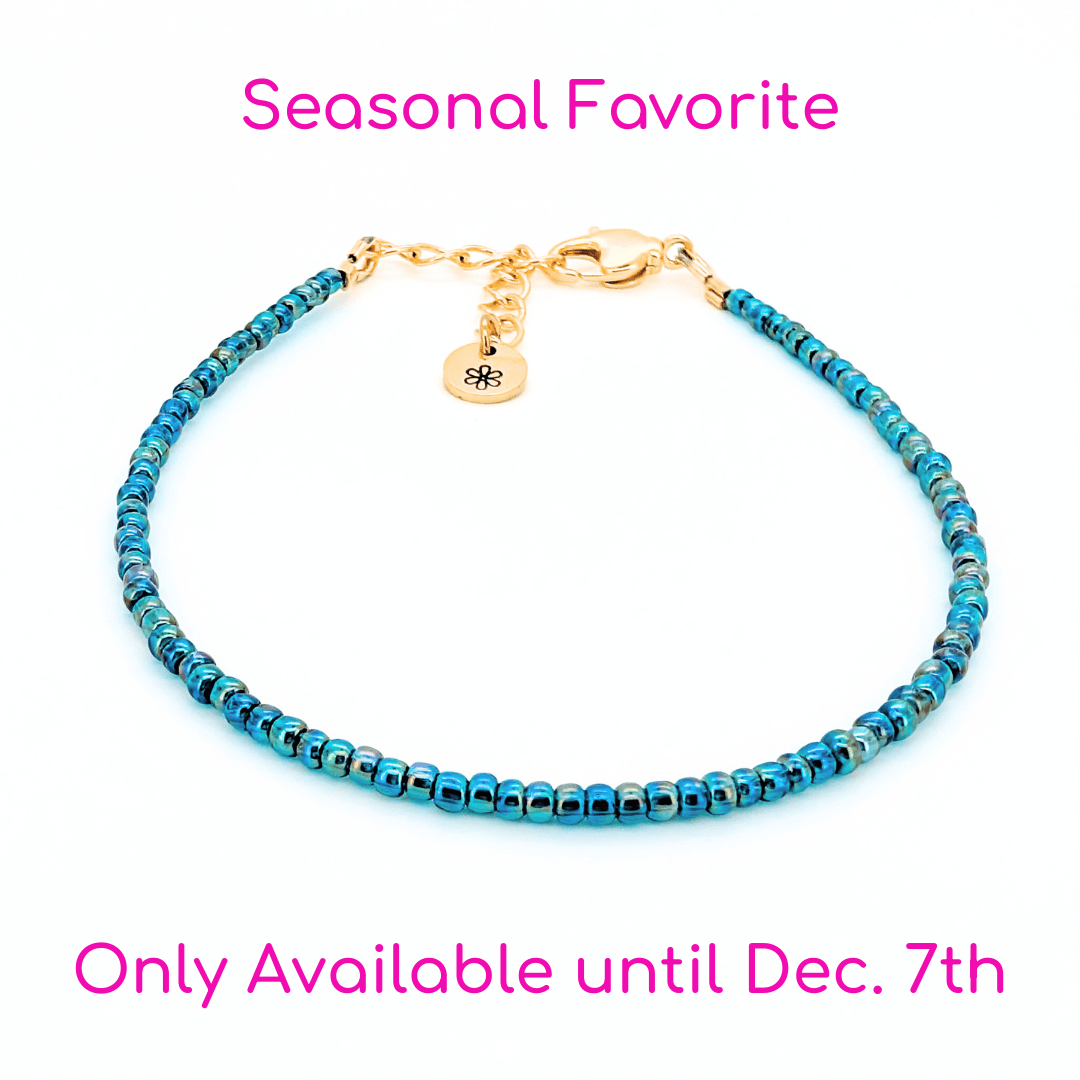 Dainty Bracelet - Lagoon Waters - Gold Clasp