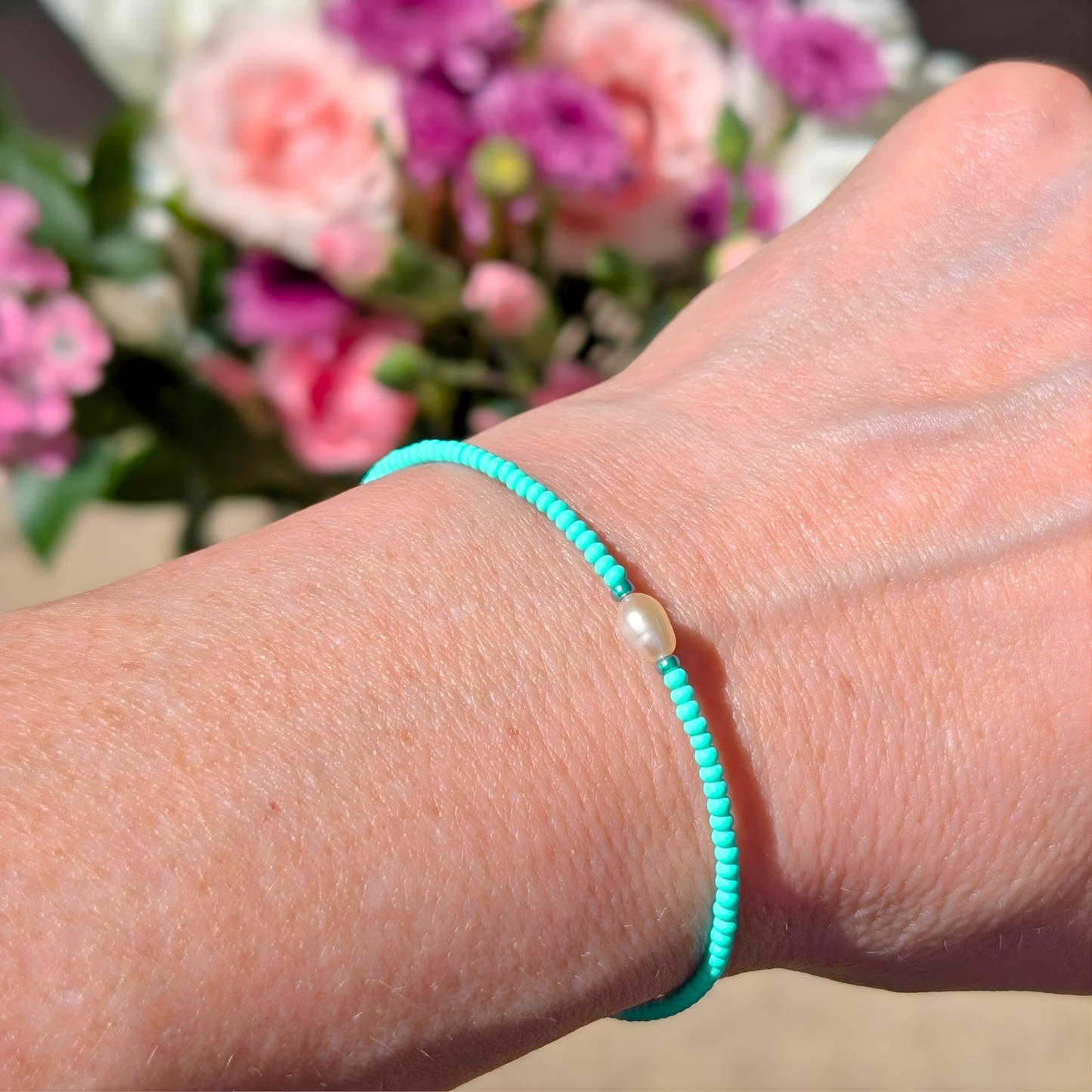 Dainty Bracelet - Mint Pearl