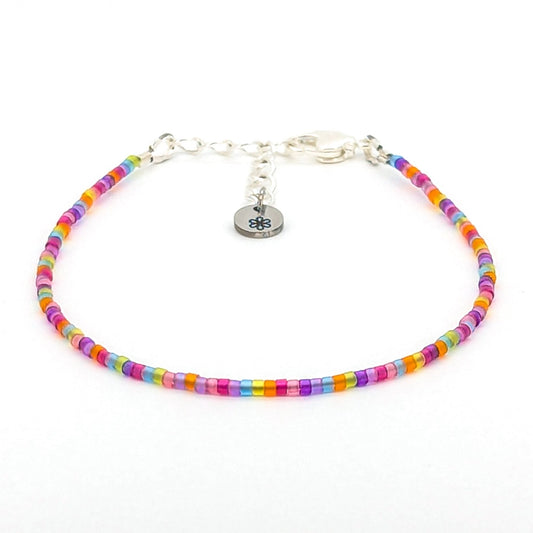 Dainty bracelet - multi color stained glass beads - creations by cherie