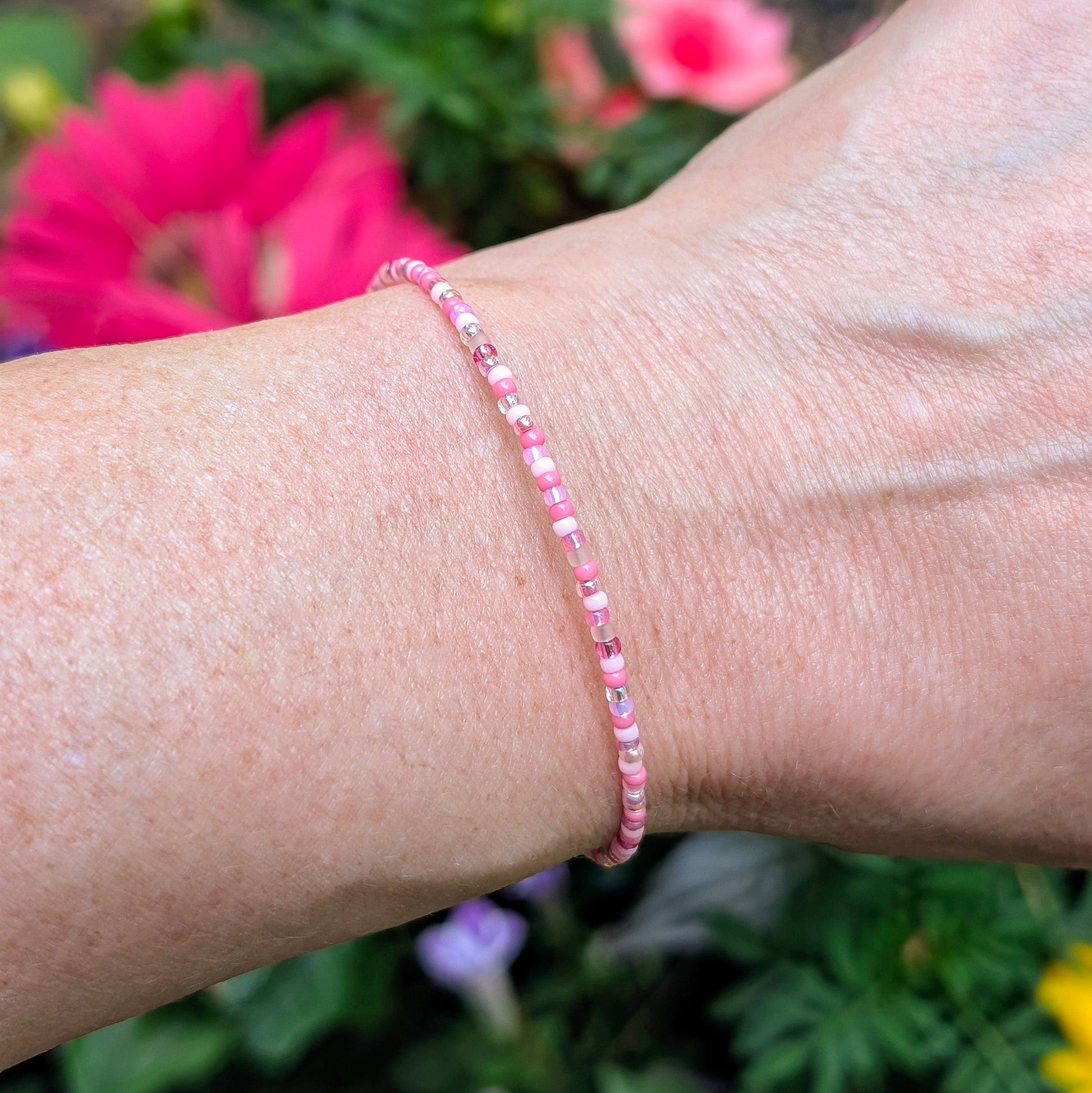 Dainty bracelet - Pale Pink seed bead bracelet - creations by cherie