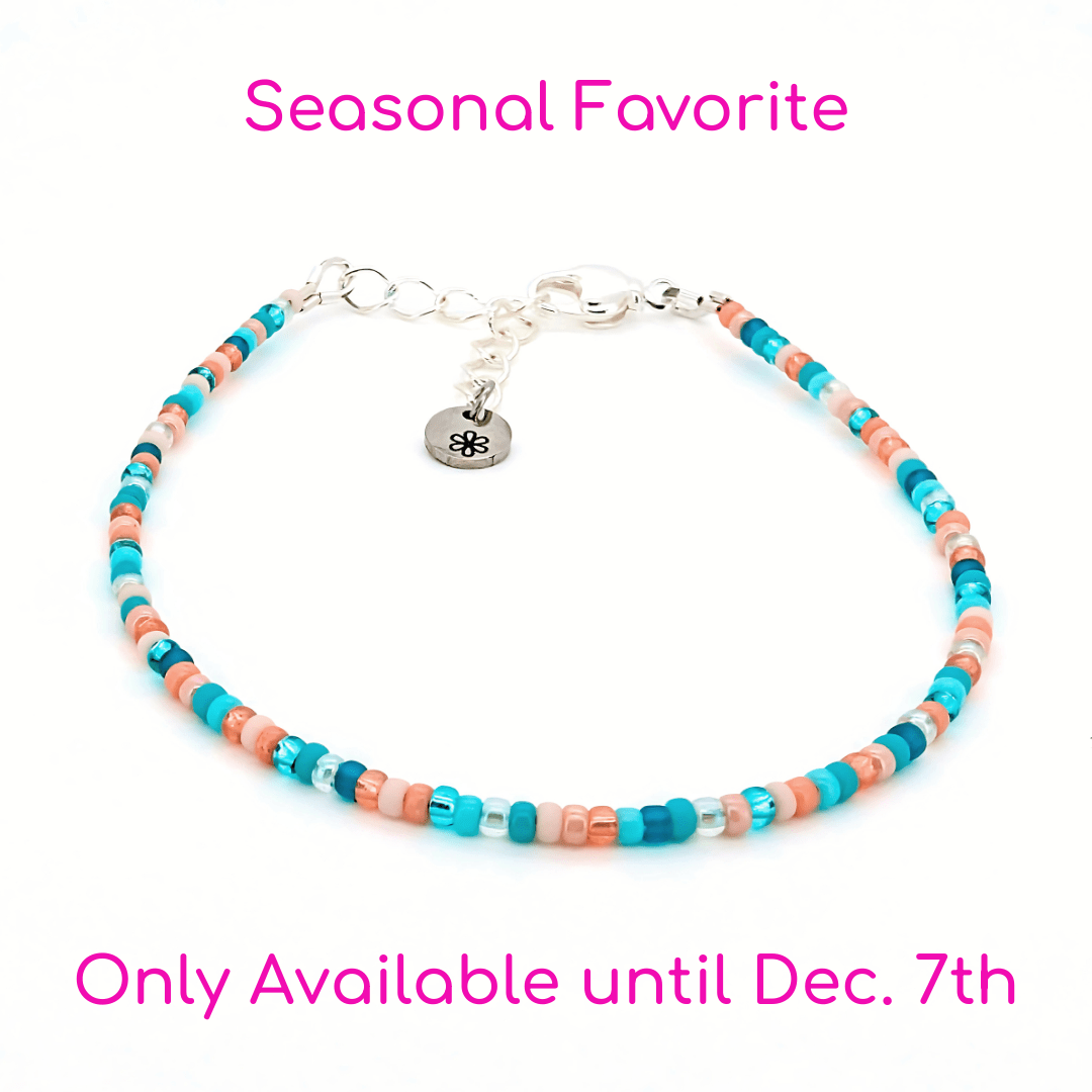 Dainty Bracelet - Peach Orchard - Silver Clasp