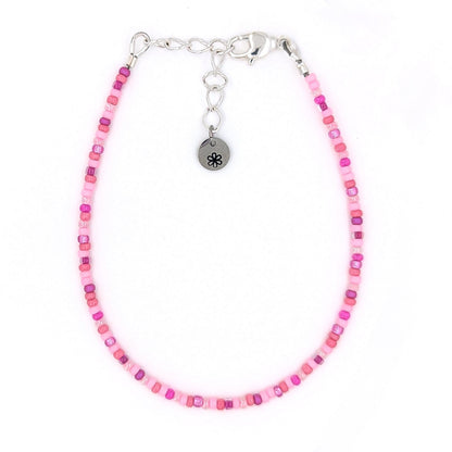 Dainty bracelet - pink glass beads - creations by cherie