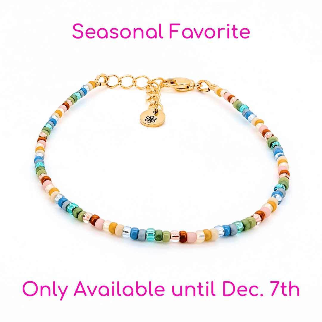 Dainty Bracelet - Plaid Pajamas - Gold Clasp