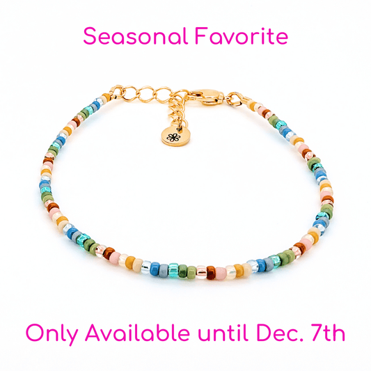 Dainty Bracelet - Plaid Pajamas - Gold Clasp