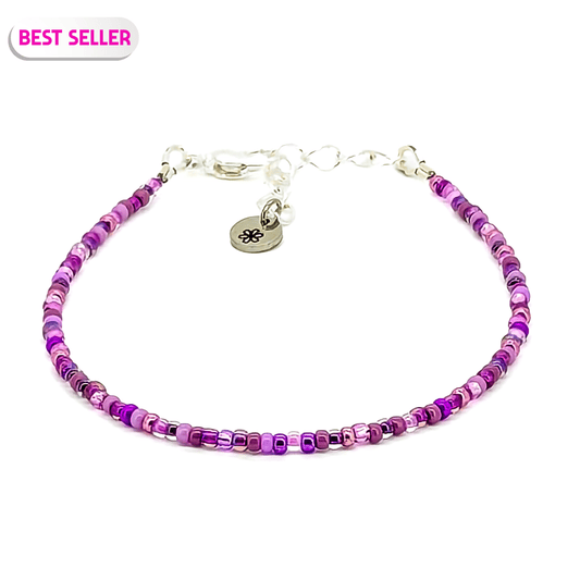 Dainty bracelet - Purple seed bead bracelet