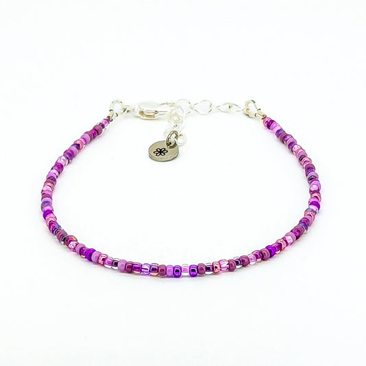 Dainty bracelet - Purple seed bead bracelet - creations by cherie