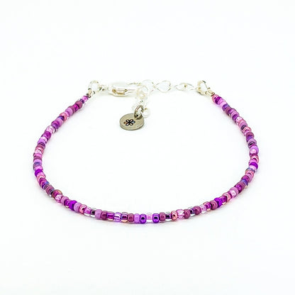 Dainty bracelet - Purple seed bead bracelet - creations by cherie