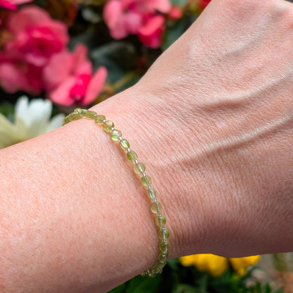 Dainty Gemstone Bracelet - August Birthstone - Peridot in Silver - creations by cherie