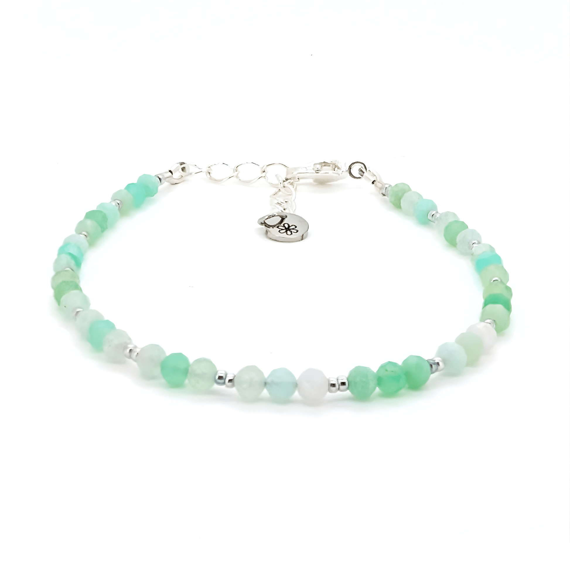 Dainty Gemstone Bracelet - Chrysoprase Silver