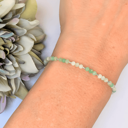 Dainty Gemstone Bracelet - Chrysoprase Silver