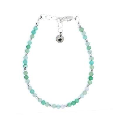 Dainty Gemstone Bracelet - Chrysoprase Silver