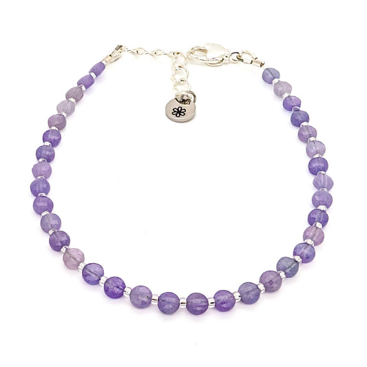 Dainty Gemstone Bracelet - December Birthstone - Tanzanite in Silver - creations by cherie