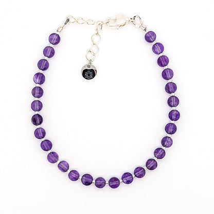 Dainty Gemstone Bracelet - February Birthstone - Amethyst in Silver - creations by cherie