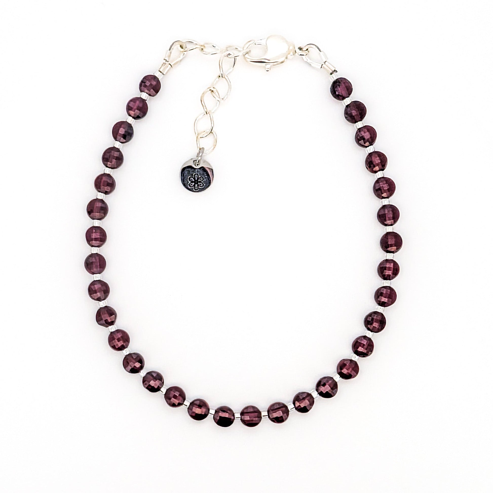 Dainty Gemstone Bracelet - January Birthstone - Garnet in Silver - creations by cherie