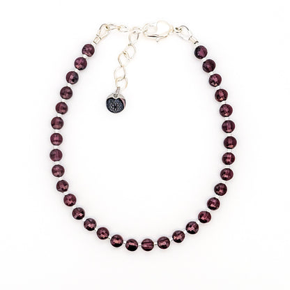 Dainty Gemstone Bracelet - January Birthstone - Garnet in Silver - creations by cherie