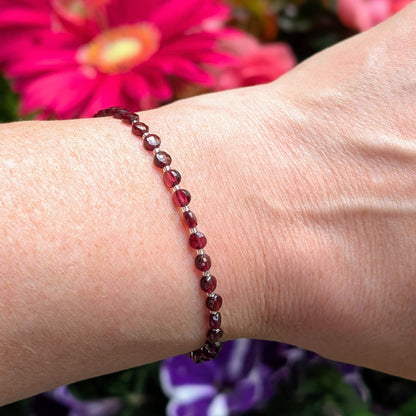 Dainty Gemstone Bracelet - January Birthstone - Garnet in Silver - creations by cherie