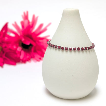 Dainty Gemstone Bracelet - January Birthstone - Garnet in Silver - creations by cherie