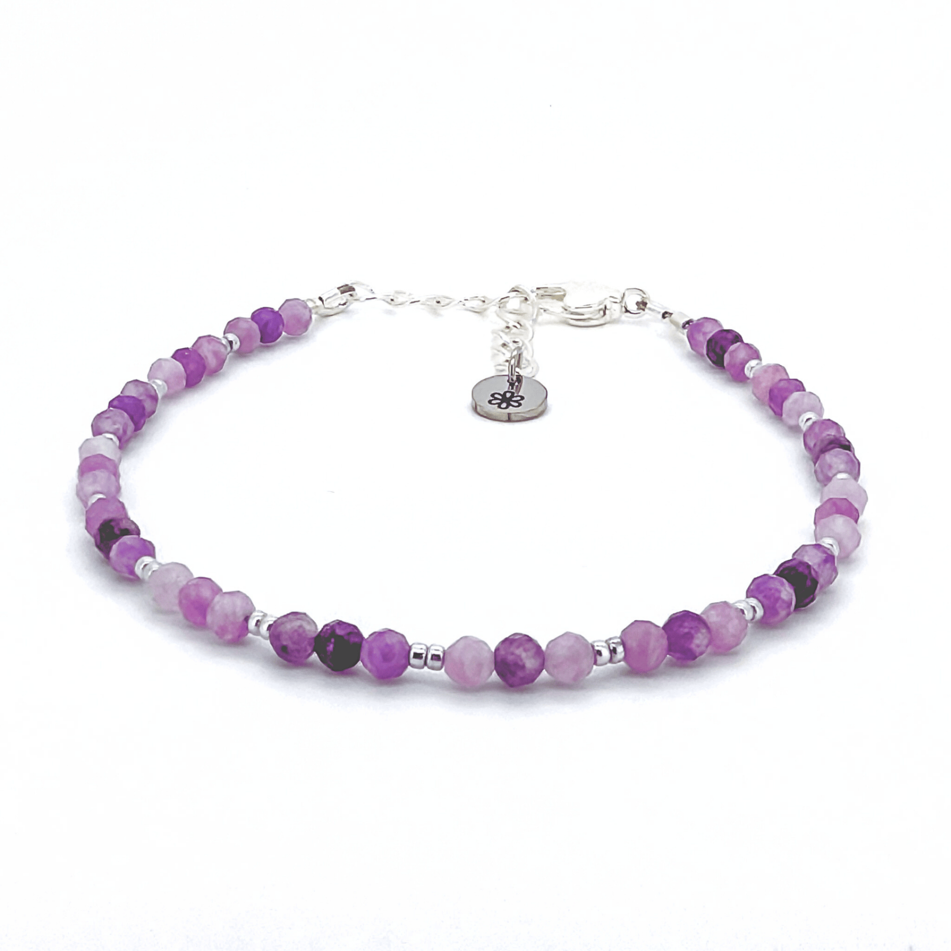 Dainty Gemstone Bracelet - Lepidolite Silver