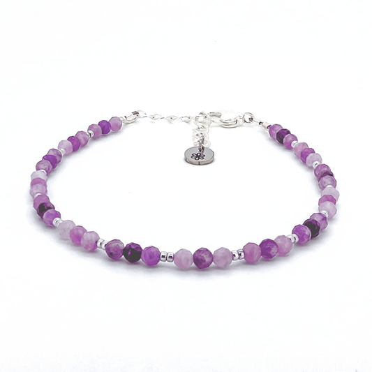 Dainty Gemstone Bracelet - Lepidolite Silver