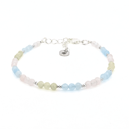 Dainty Gemstone Bracelet - Morganite Silver