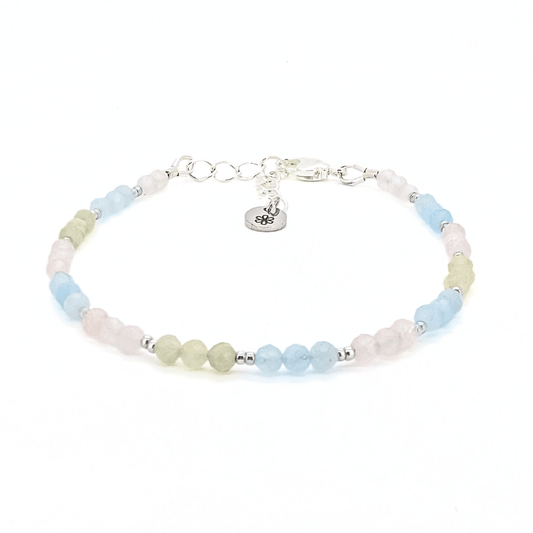 Dainty Gemstone Bracelet - Morganite Silver