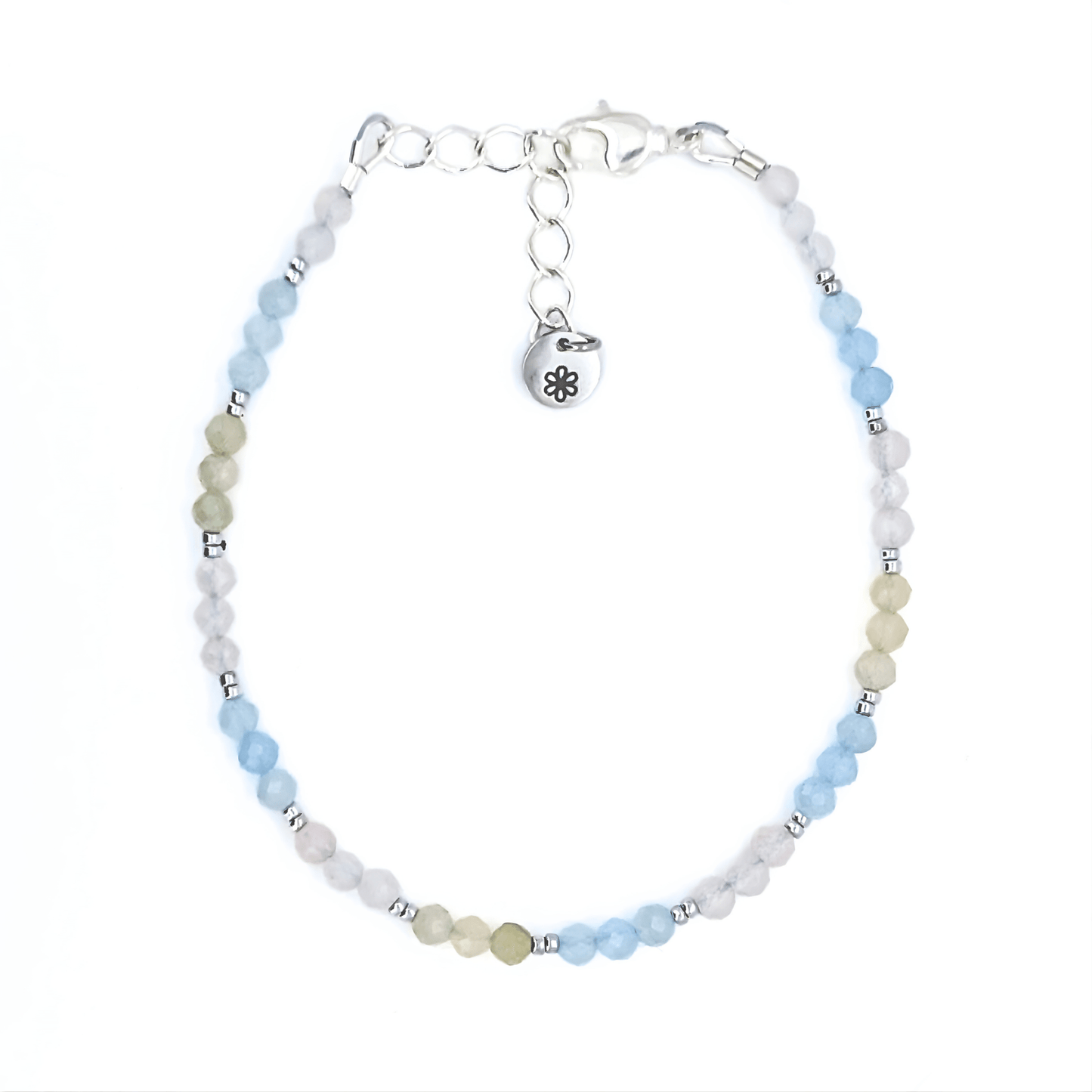 Dainty Gemstone Bracelet - Morganite Silver