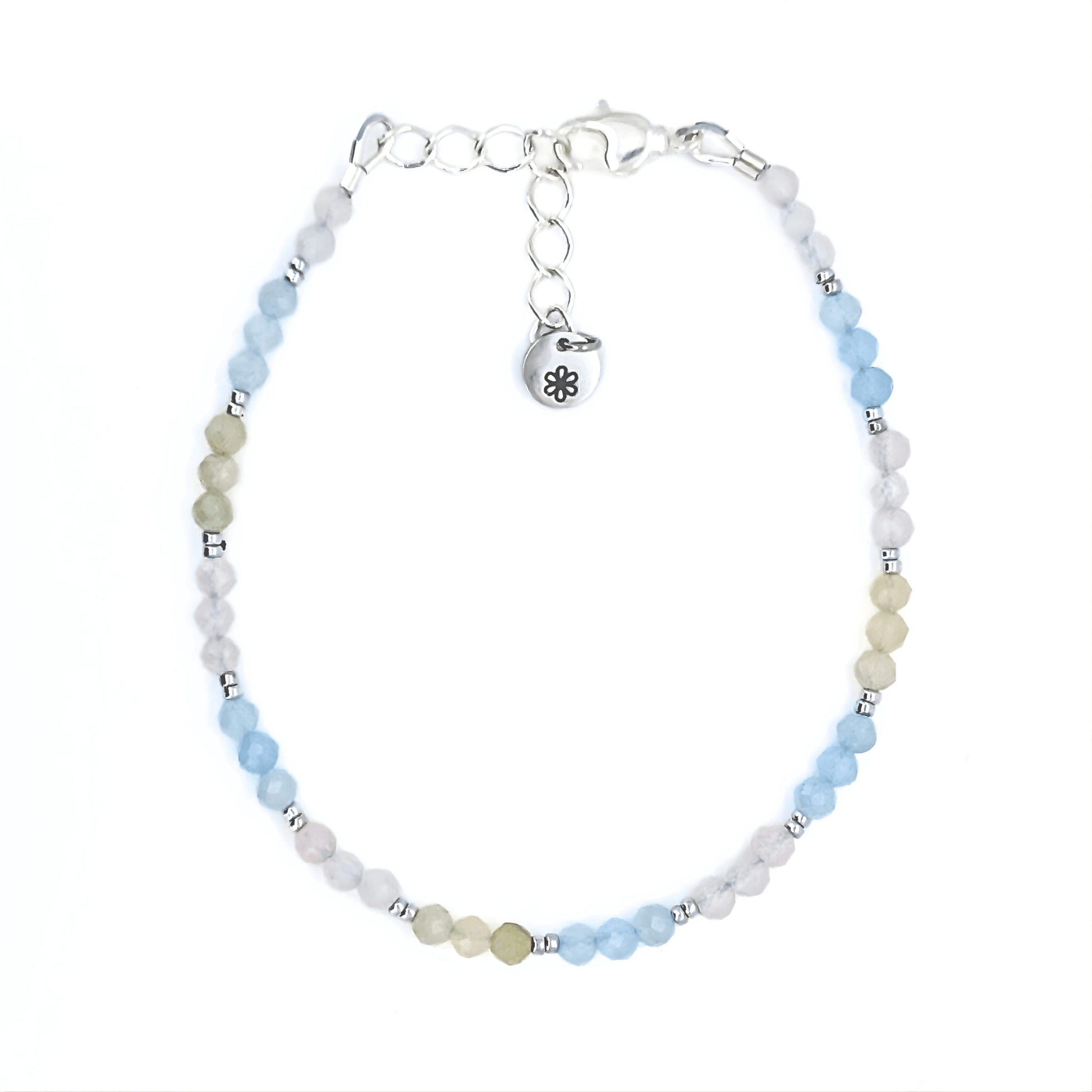 Dainty Gemstone Bracelet - Morganite Silver