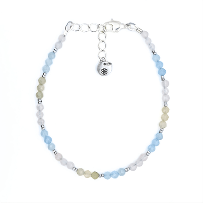 Dainty Gemstone Bracelet - Morganite Silver
