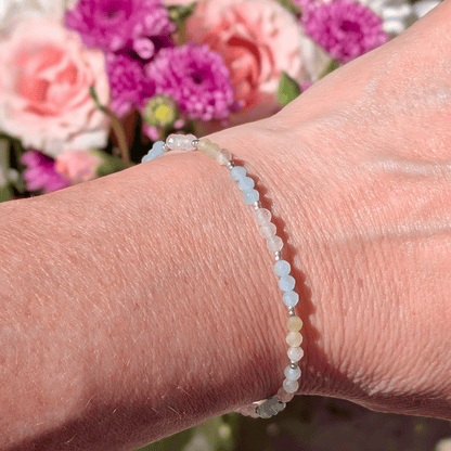 Dainty Gemstone Bracelet - Morganite Silver