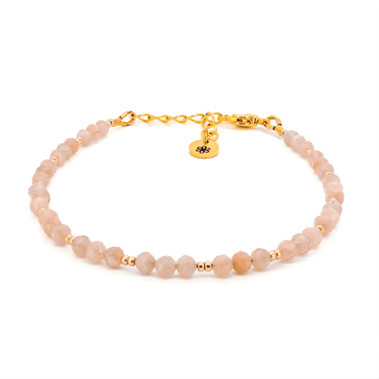 Dainty Gemstone Bracelet - Peach Moonstone Gold