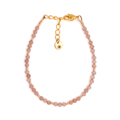 Dainty Gemstone Bracelet - Peach Moonstone Gold