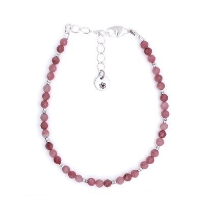 Dainty Gemstone Bracelet - Pink Tourmaline Silver