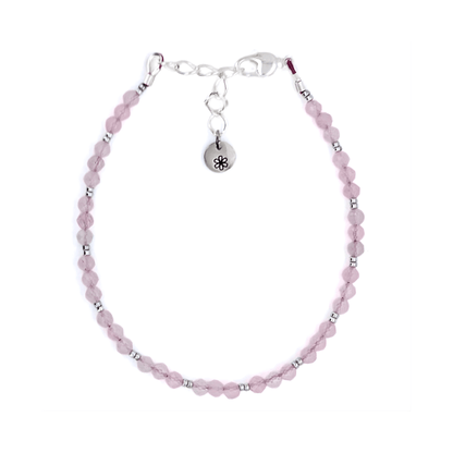 Dainty Gemstone Bracelet - Rose Quartz Silver