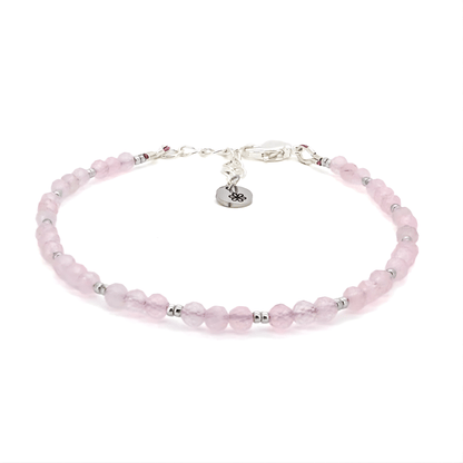 Dainty Gemstone Bracelet - Rose Quartz Silver