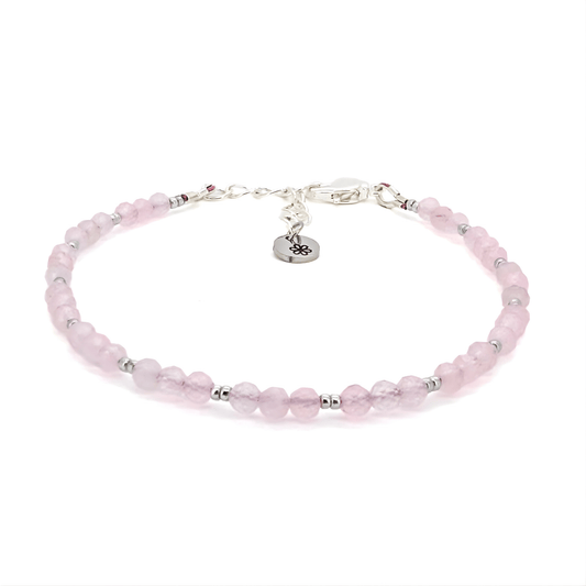 Dainty Gemstone Bracelet - Rose Quartz Silver