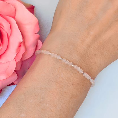 Dainty Gemstone Bracelet - Rose Quartz Silver