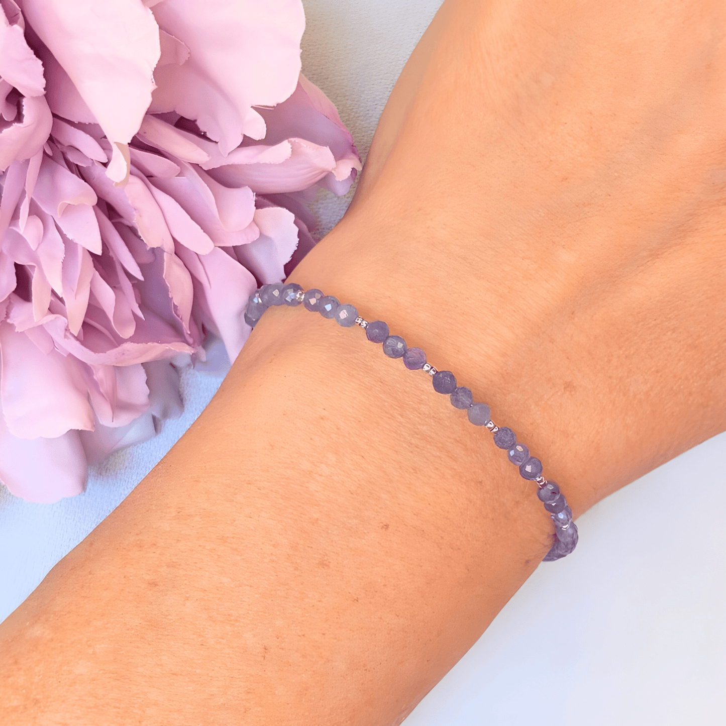 Dainty Gemstone Bracelet - Tanzanite Silver