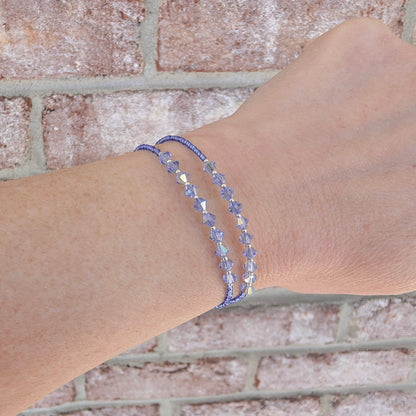 Double wrap - Bicone Crystal Bracelet - Blue - creations by cherie