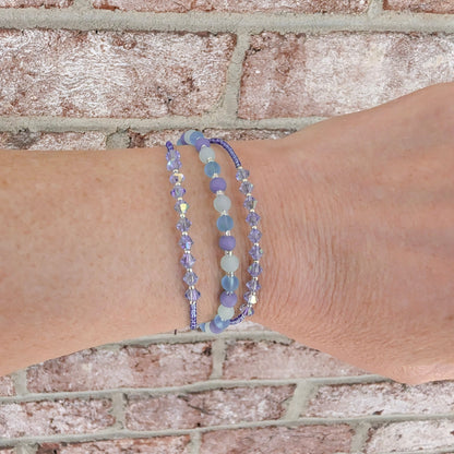 Double wrap - Bicone Crystal Bracelet - Blue - creations by cherie