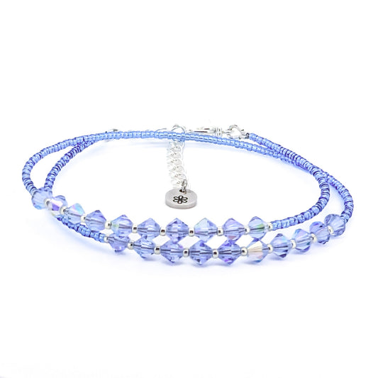 Double wrap - Bicone Crystal Bracelet - Blue - creations by cherie