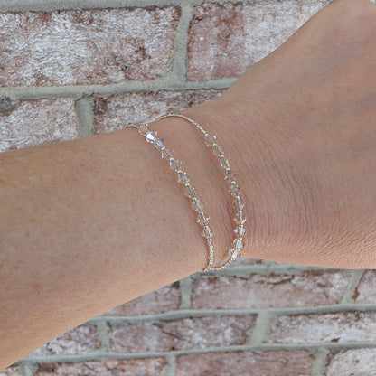 Double wrap - Bicone Crystal Bracelet - Champagne - creations by cherie