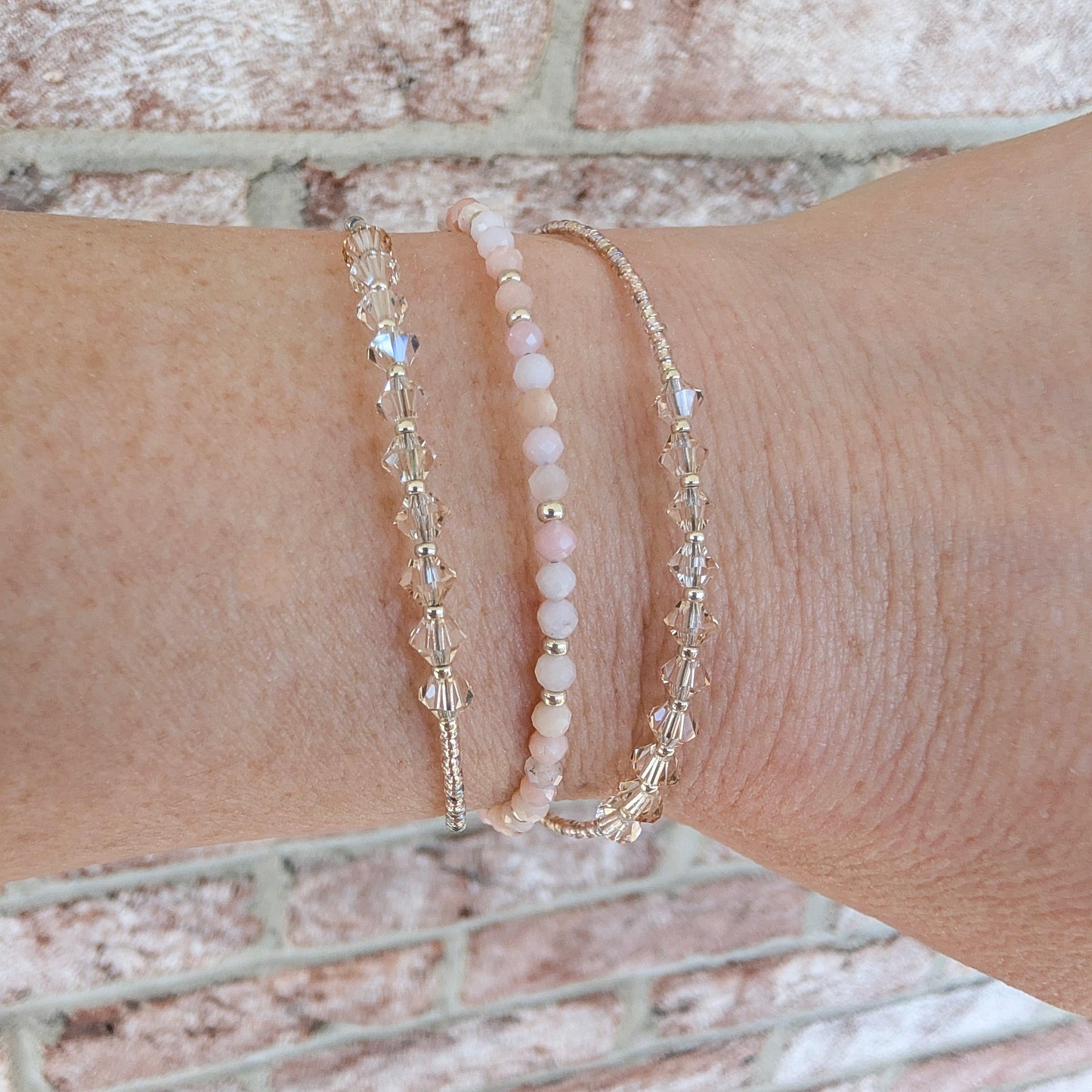 Double wrap - Bicone Crystal Bracelet - Champagne - creations by cherie