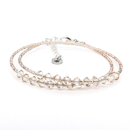 Double wrap - Bicone Crystal Bracelet - Champagne - creations by cherie