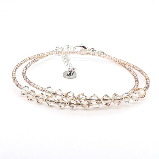 Double wrap - Bicone Crystal Bracelet - Champagne - creations by cherie