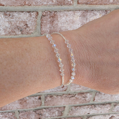 Double wrap - Bicone Crystal Bracelet - Clear - creations by cherie