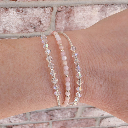 Double wrap - Bicone Crystal Bracelet - Clear - creations by cherie